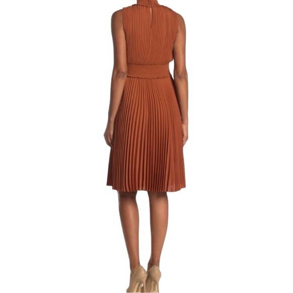 Nanette Lepore Pleated Sleeveless Dress In Gingerbread - Picture 4 of 8
